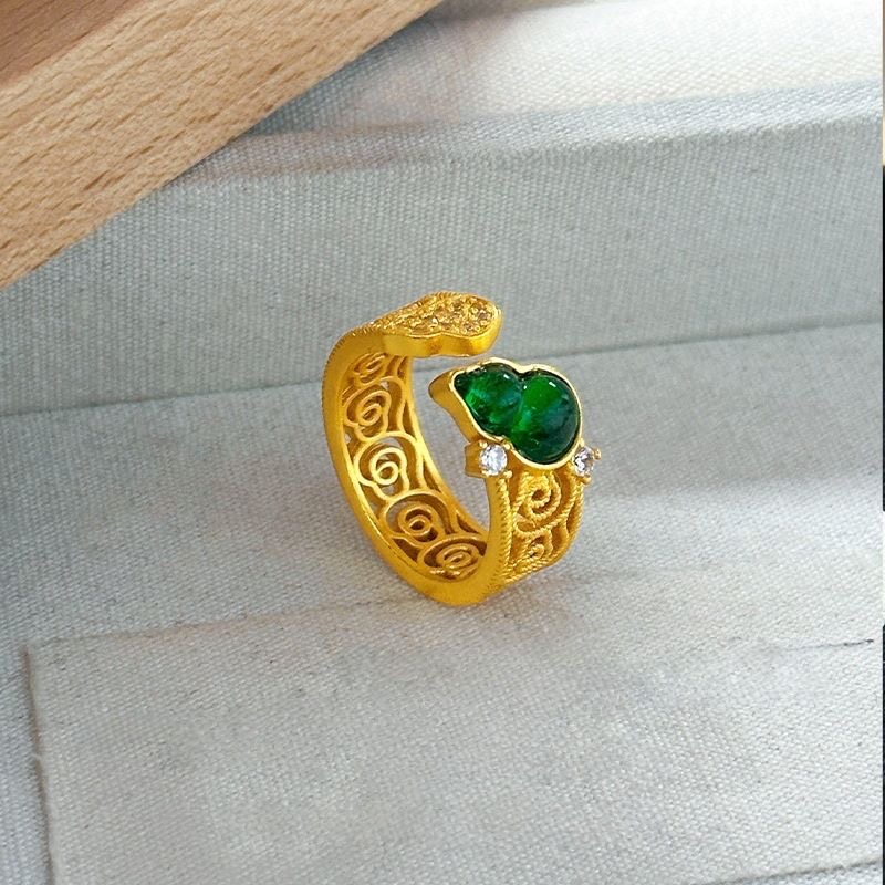 钨合金珐琅戒指 气质时尚绿色复古国潮指环MKL4021戒指