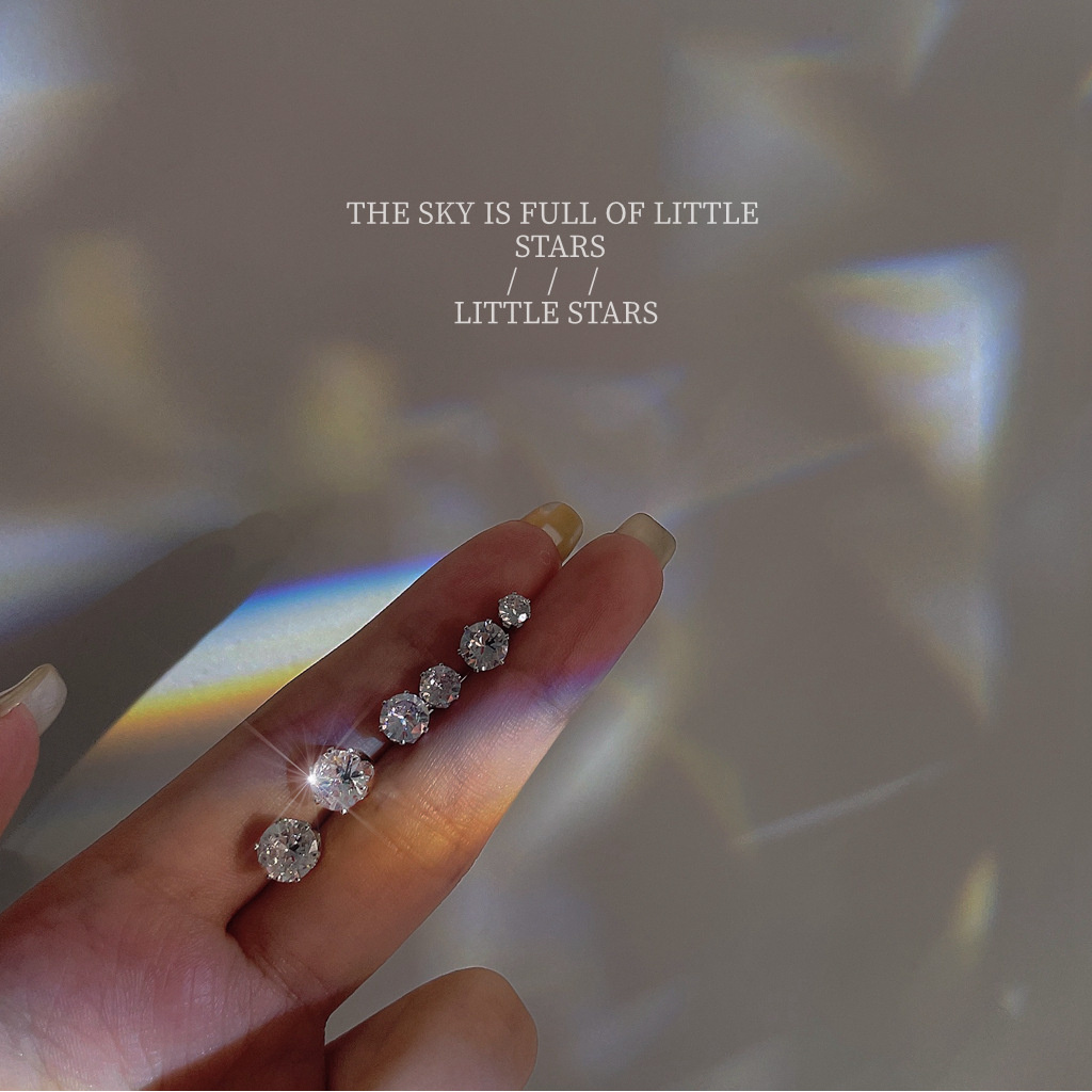 黄铜锆石耳饰 【爆款】超闪锆石养护耳洞款耳钉925银