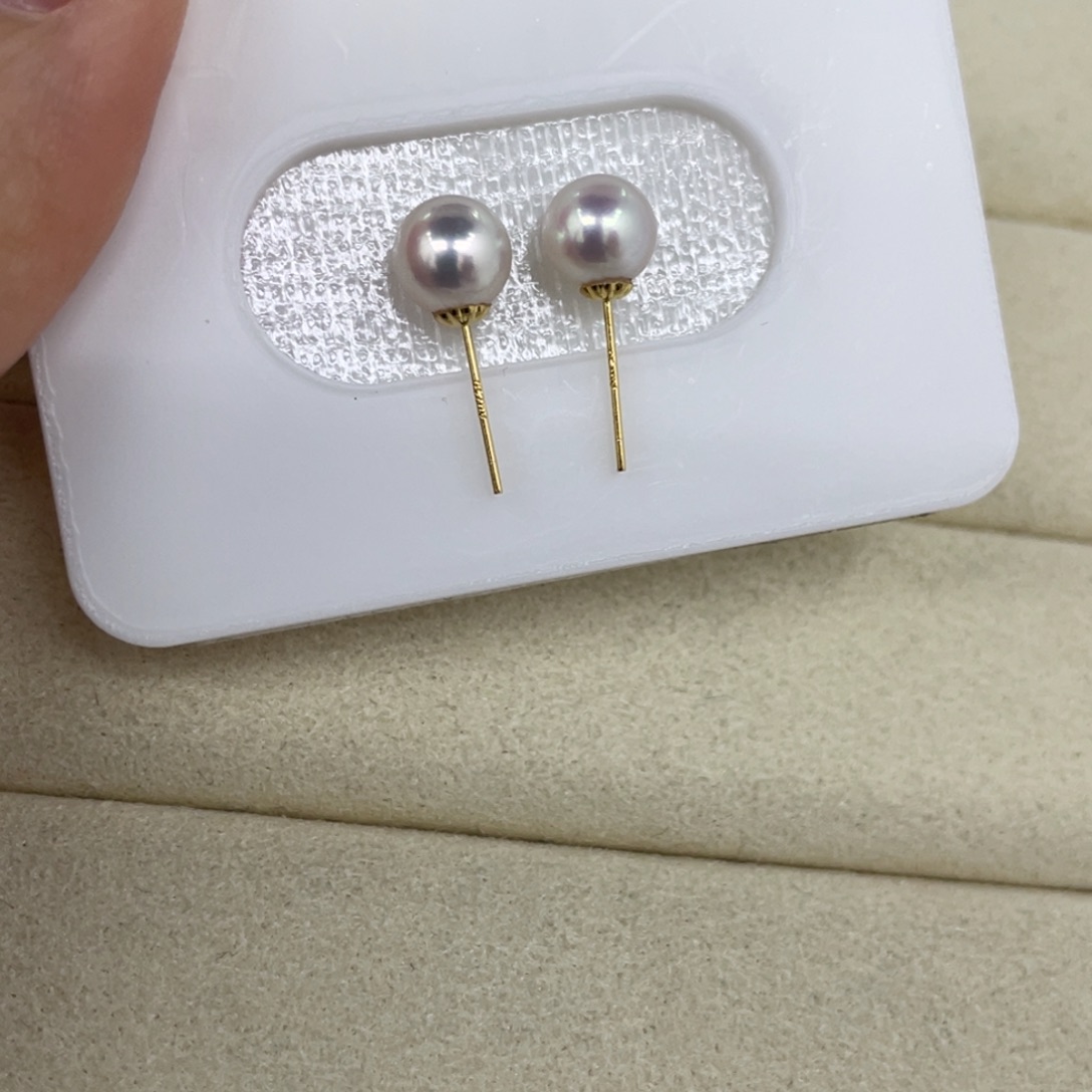 耳饰海水珍珠18K金镶嵌5/6毫米