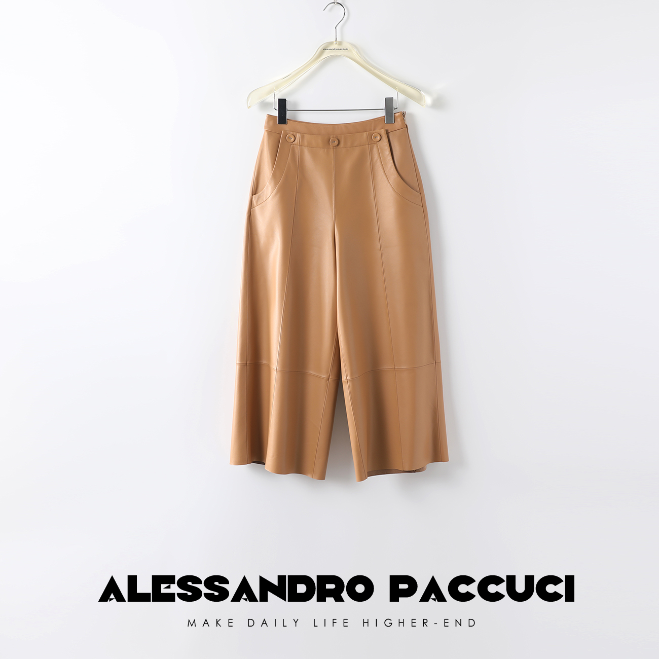 AP洛哥22150X意奢绵羊皮 轻解构显瘦九分皮裤