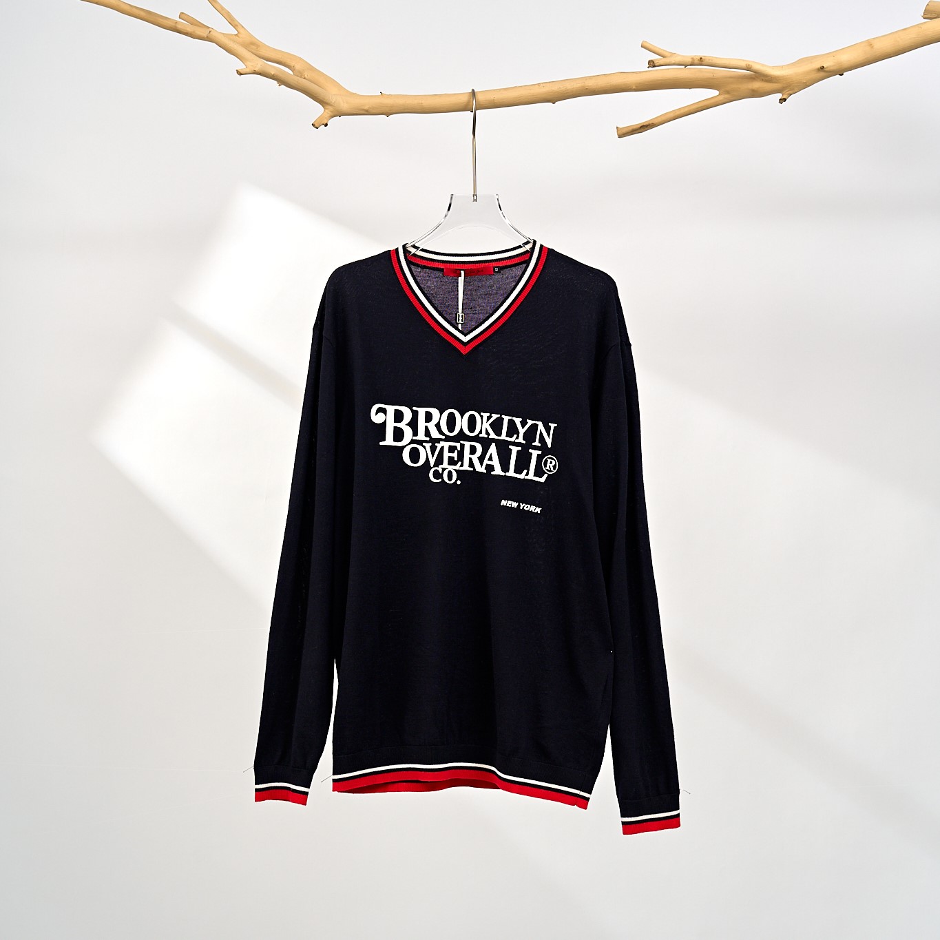 【AZ】903-B2-70DM001秋冬季黑色V领舒适印花男装针织上衣