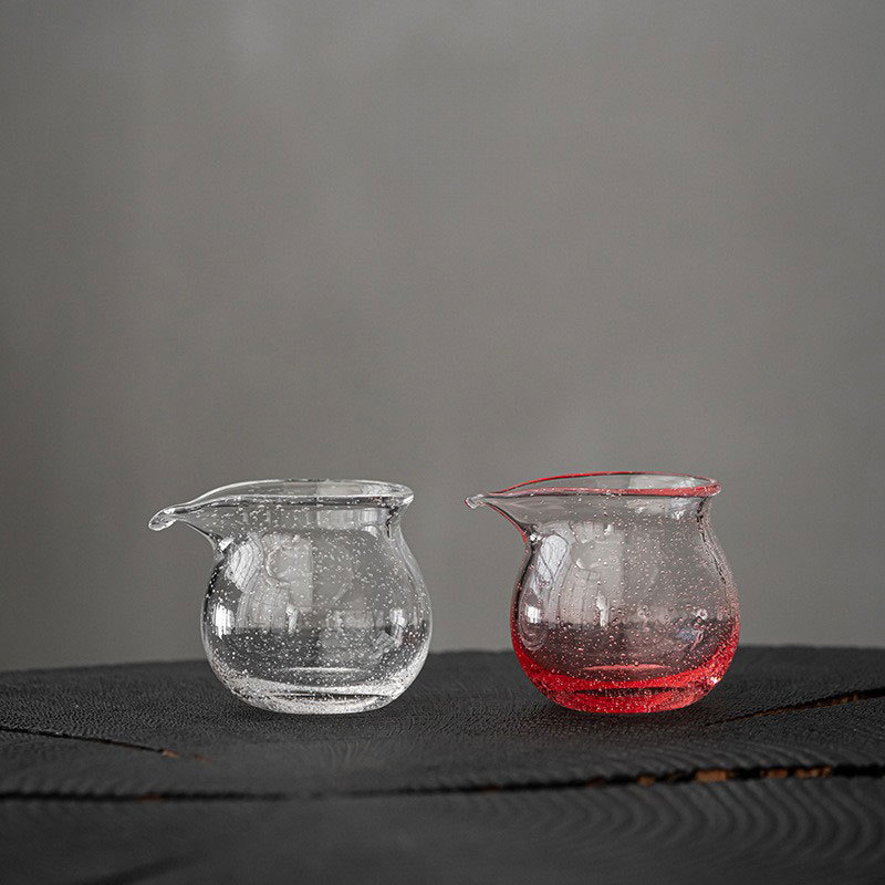 日式琉璃公道杯耐热玻璃茶水分离茶器手工气泡玻璃茶海功夫茶具