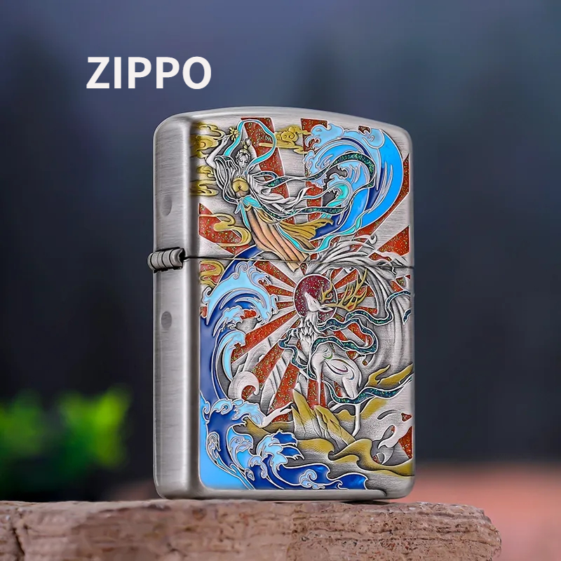 ZIPPO/之宝正品九色鹿打火机熏银盔甲珐琅填彩防风煤油送七夕礼物