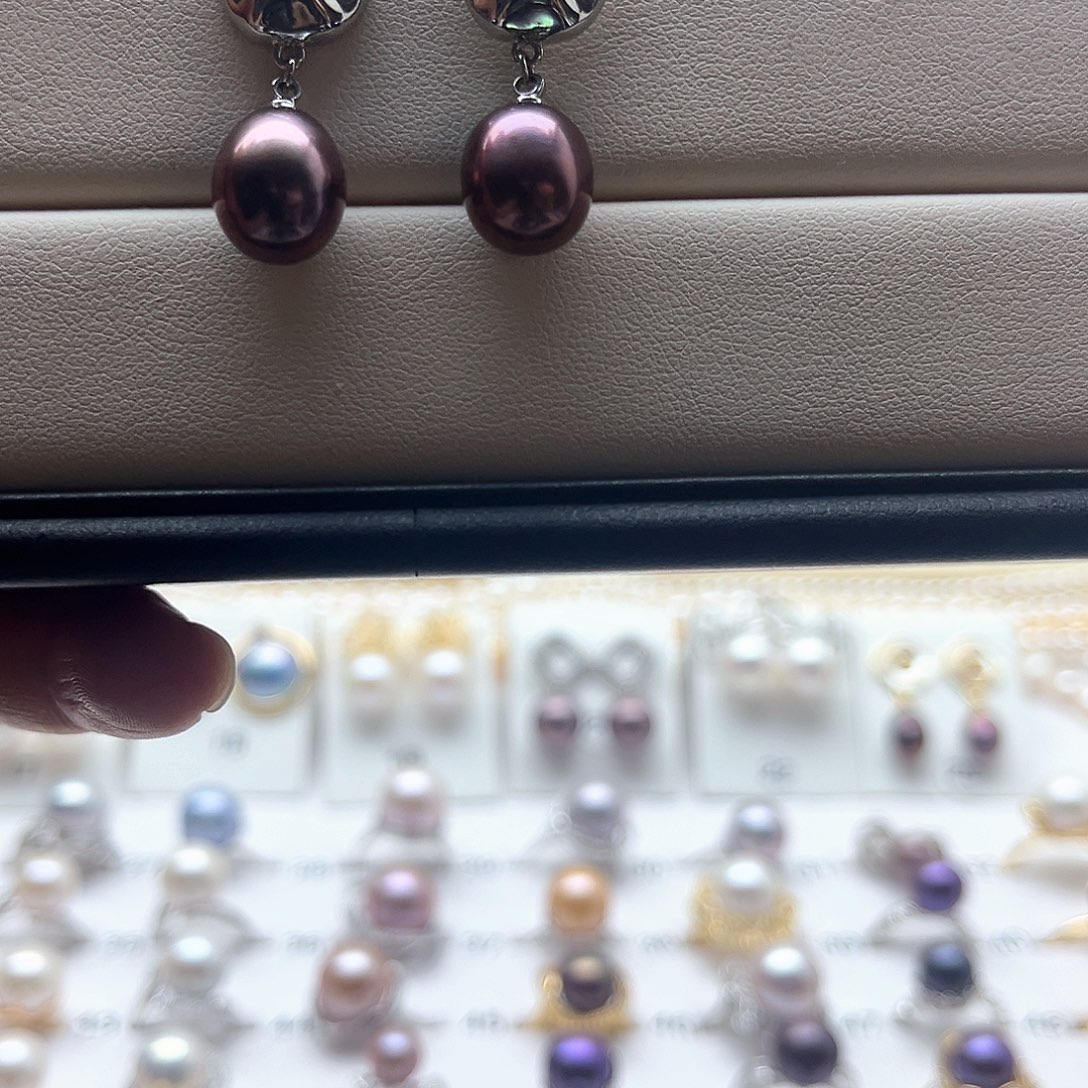 淡水珍珠耳饰银S925镶嵌