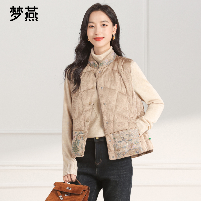 梦燕秋冬女时尚百搭气质大方宽松休闲舒适简约羽绒马夹CY10B5008