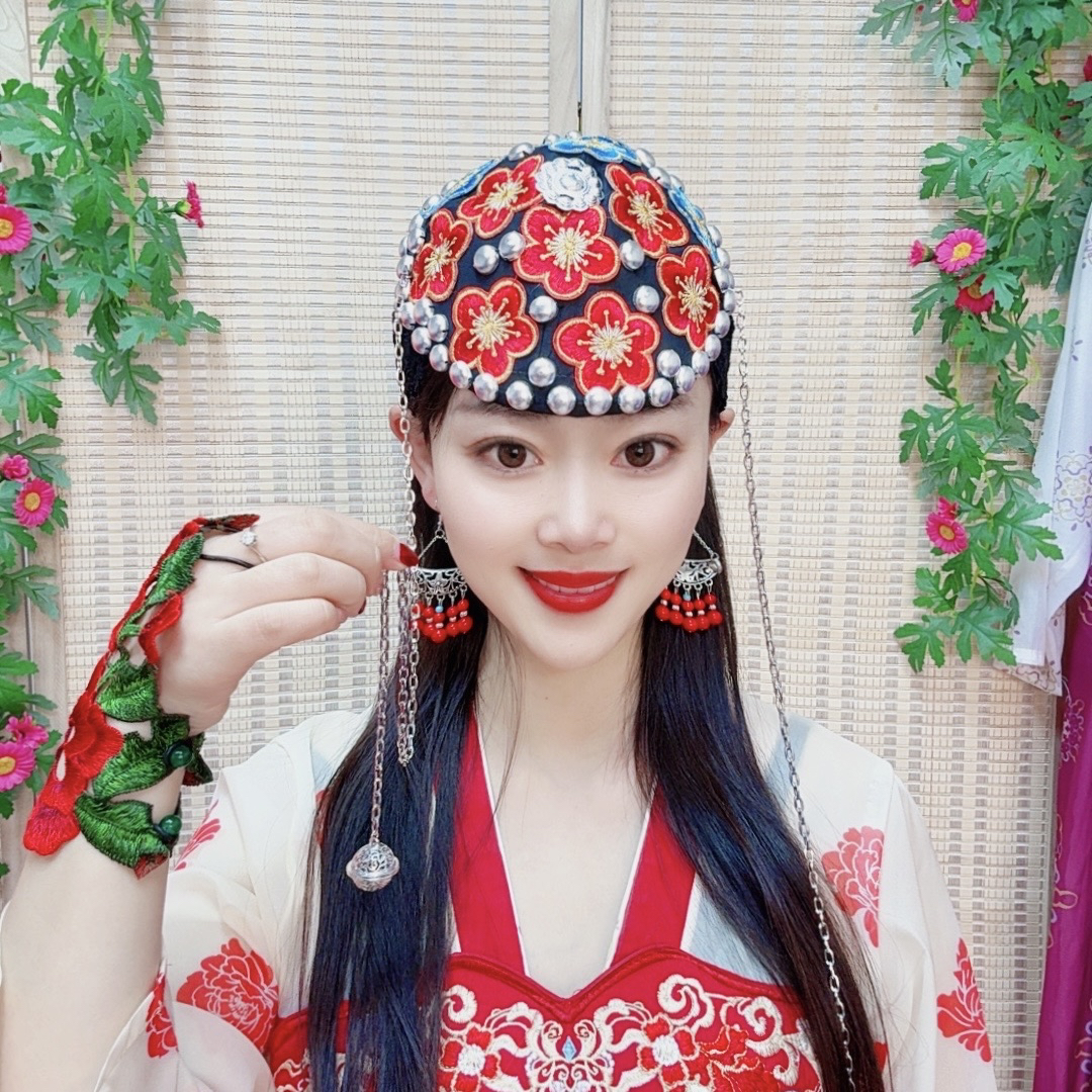 民族风重工刺绣发箍帽纯手工刺绣流苏发箍遮白发发箍帽子