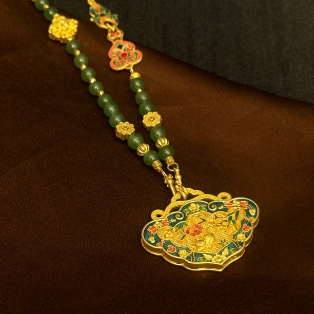 【周蜜儿】猫扑花影 大师非遗烧蓝 黄金足金999 套链（大师收藏证）