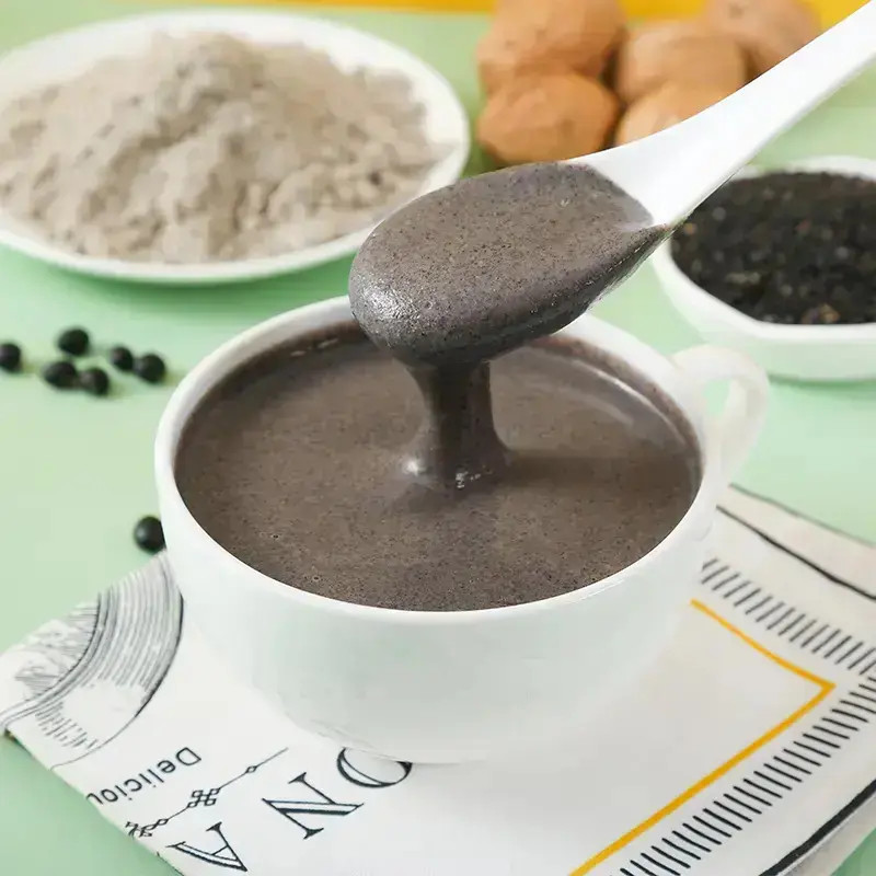 有燕窝核桃的黑芝麻糊早餐营养代餐粉大人孩子五黑粉口感浓醇.