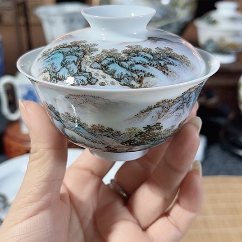 Y***6陶汪派山水汪沁粉彩