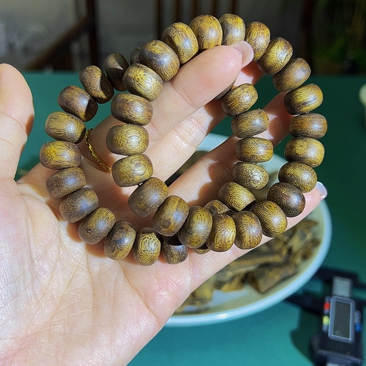 沉香手串T**k算盘珠单圈多样发一绿棋