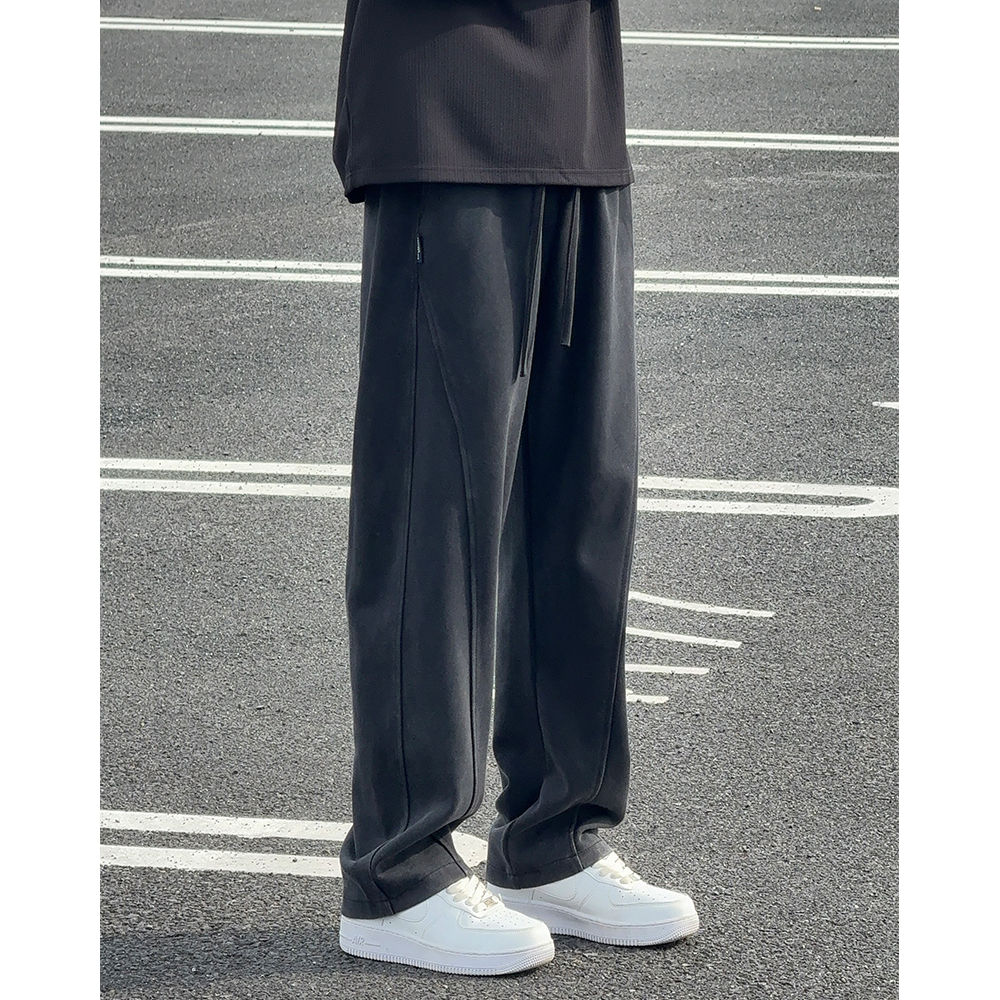 水洗灰做旧重磅卫裤男加绒垂坠感男式慵懒松弛感裤子休闲运动男裤