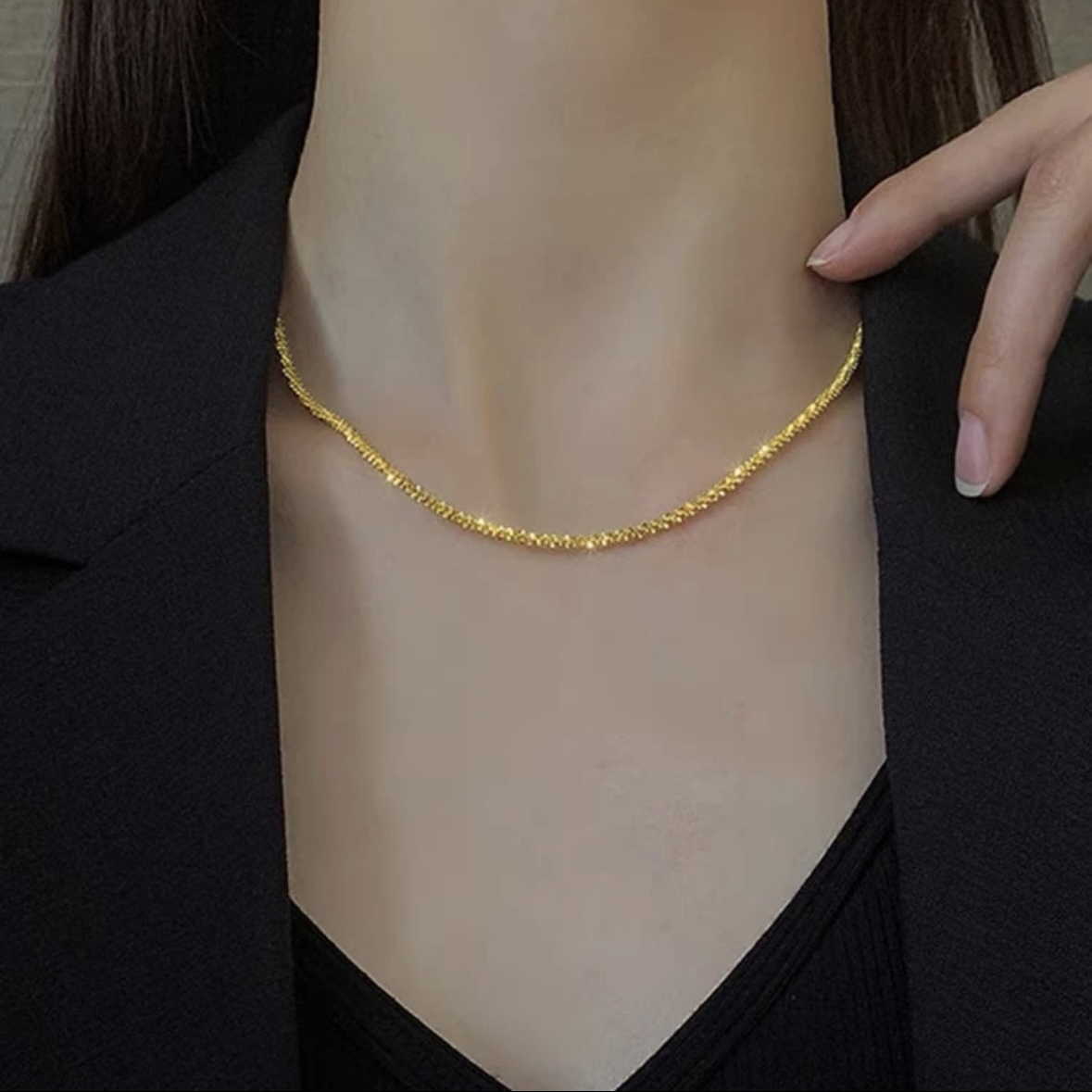 钛钢项链 雪花设计时尚简约百搭小众轻奢款项链X-236