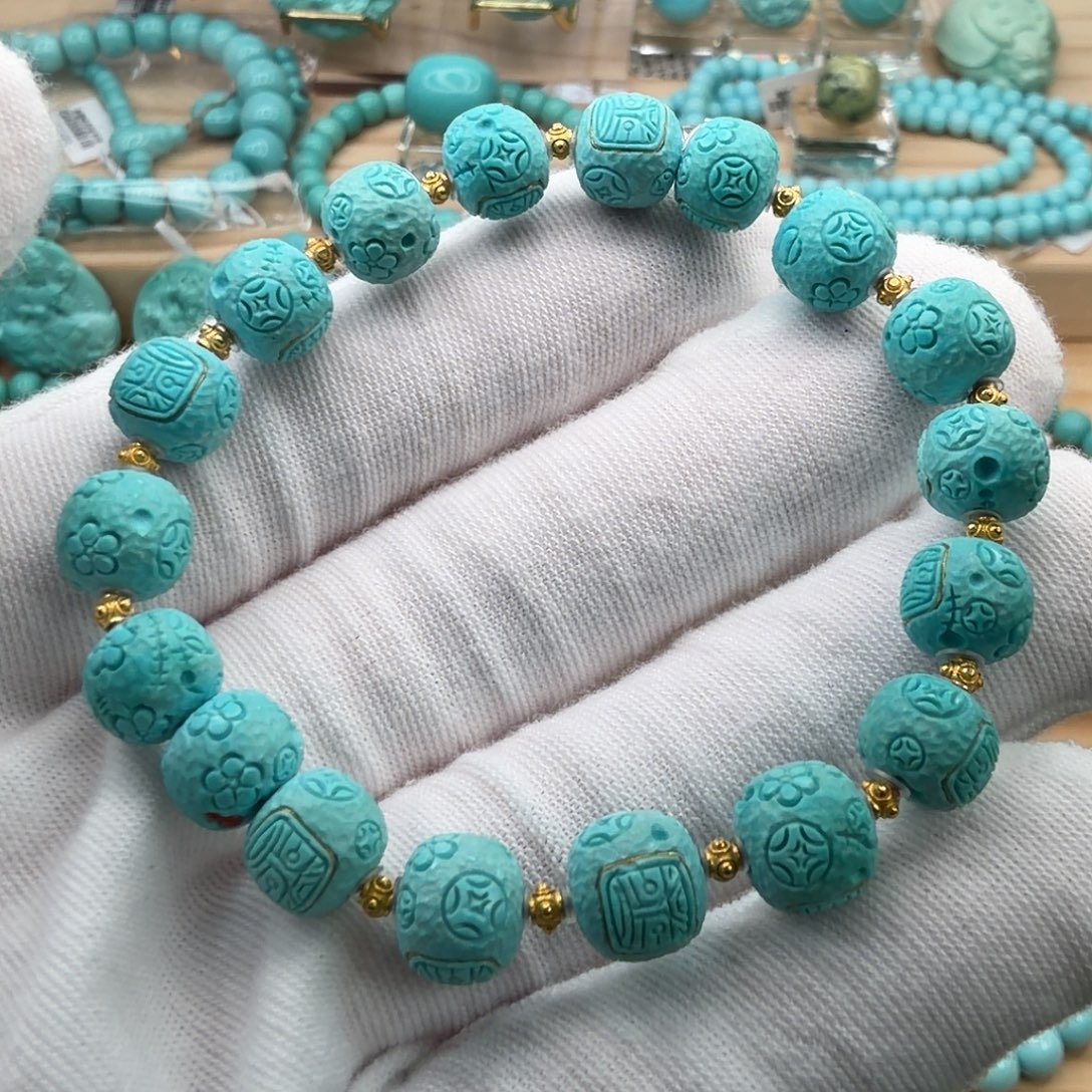 绿松石18K金镶嵌珠宝奇石