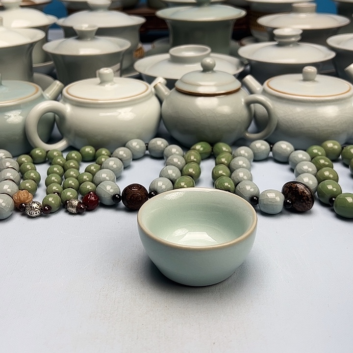 杯天青釉压手杯原矿原釉原产地