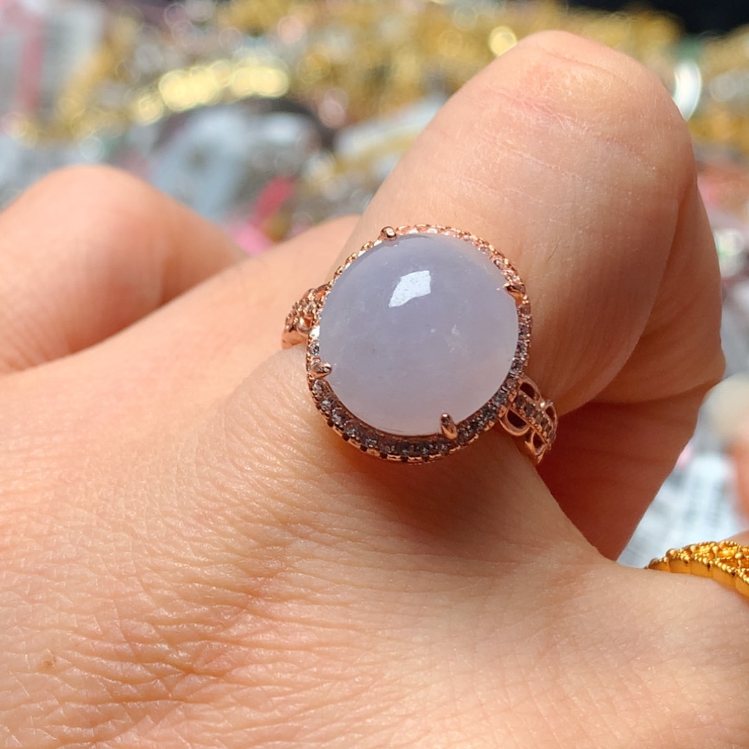 翡翠戒指银S925镶嵌天然翡翠吊坠