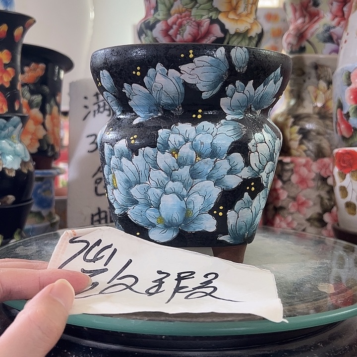 景德镇幸运花盆手绘韩式花盆