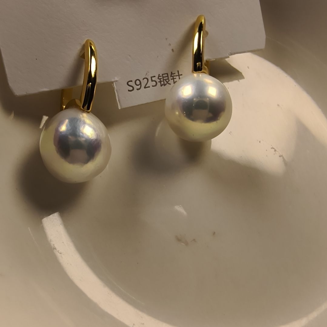 银S925镶嵌淡水珍珠耳饰