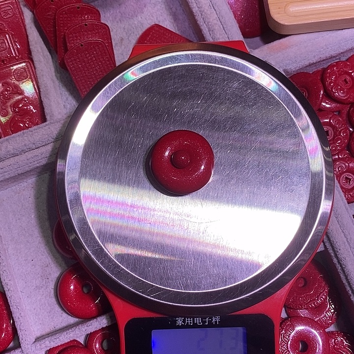 天然辰砂29面包扣红金沙