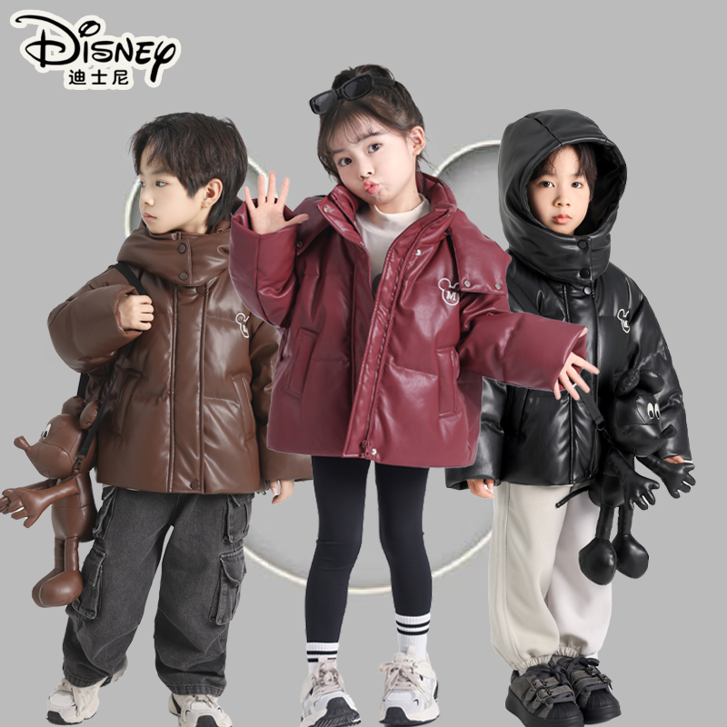 Disney/迪士尼儿童羽绒服冬时尚连帽加厚保暖皮衣外套XMR4SU853