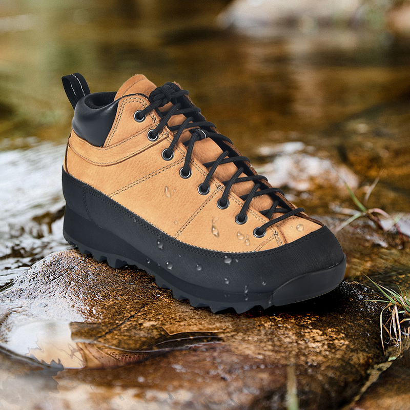 复古时尚中帮徒步鞋头层牛皮舒适户外登山登山鞋高帮男鞋户外鞋