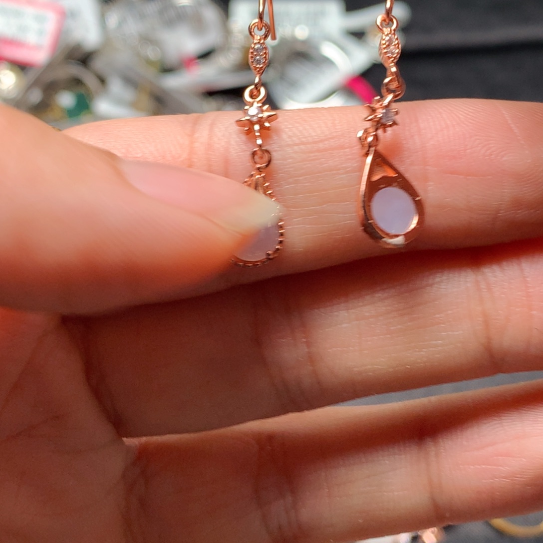 翡翠戒指银S925镶嵌天然翡翠耳饰