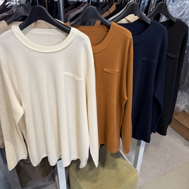 100%扬子纱绵羊毛慵懒风长袖T恤内搭打底衫