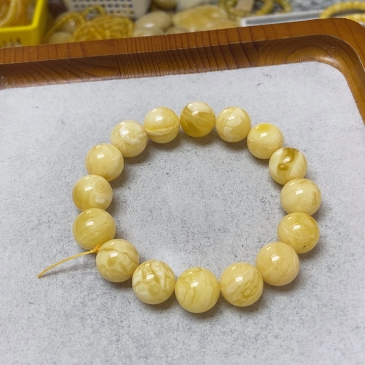 蜜蜡未镶嵌裸石手串