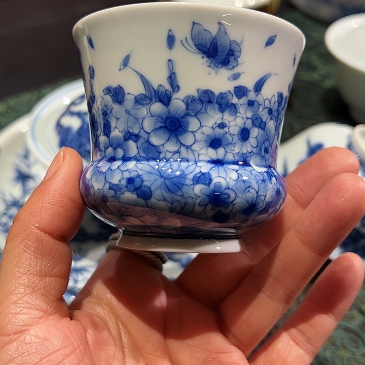 手工手绘蝶恋花杯杯