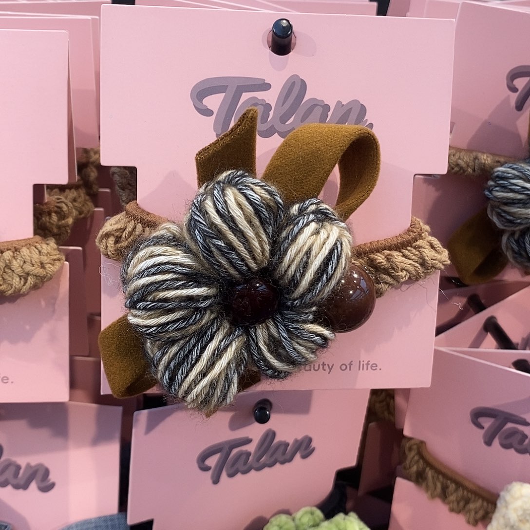 布艺铁合金毛线花花头绳韩风