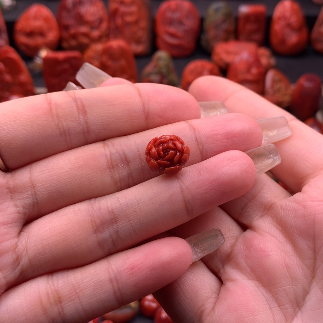 南红玛瑙南红川料精工玫瑰花12mm➕未镶嵌