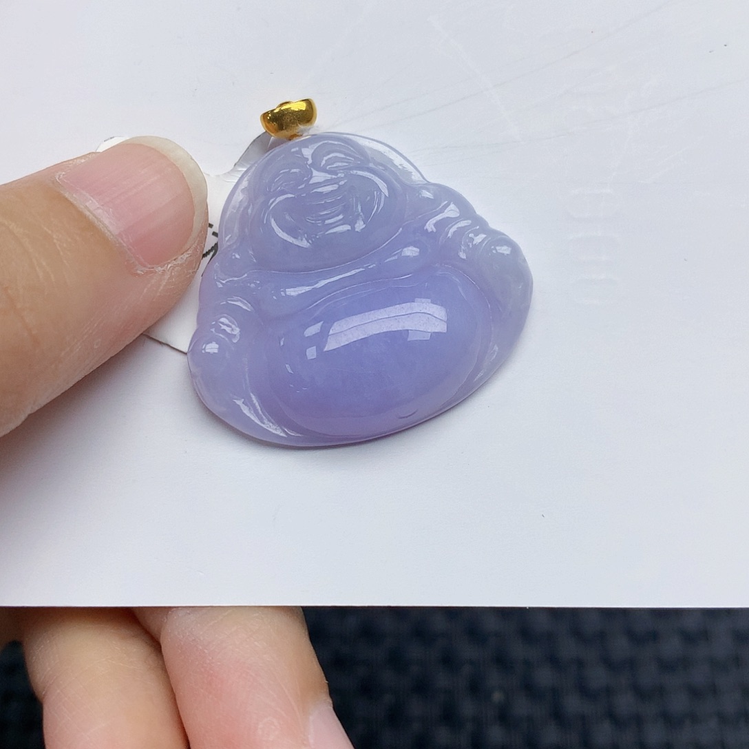 翡翠18K金镶嵌颈饰佛公