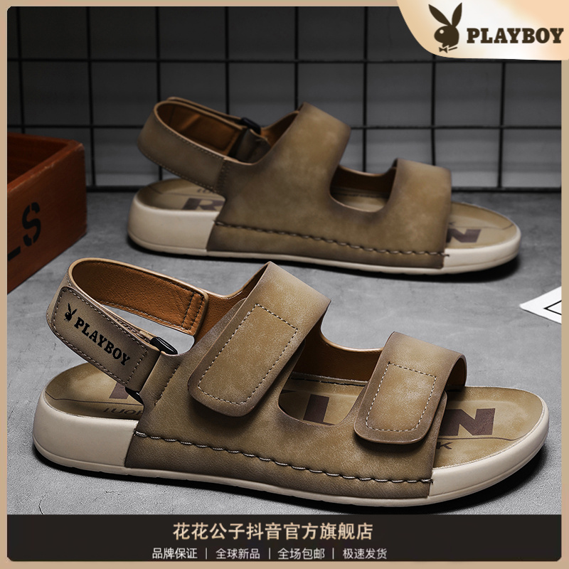 PLAYBOY/花花公子罗马凉鞋男款夏季沙滩拖鞋二合一开车休闲皮凉拖