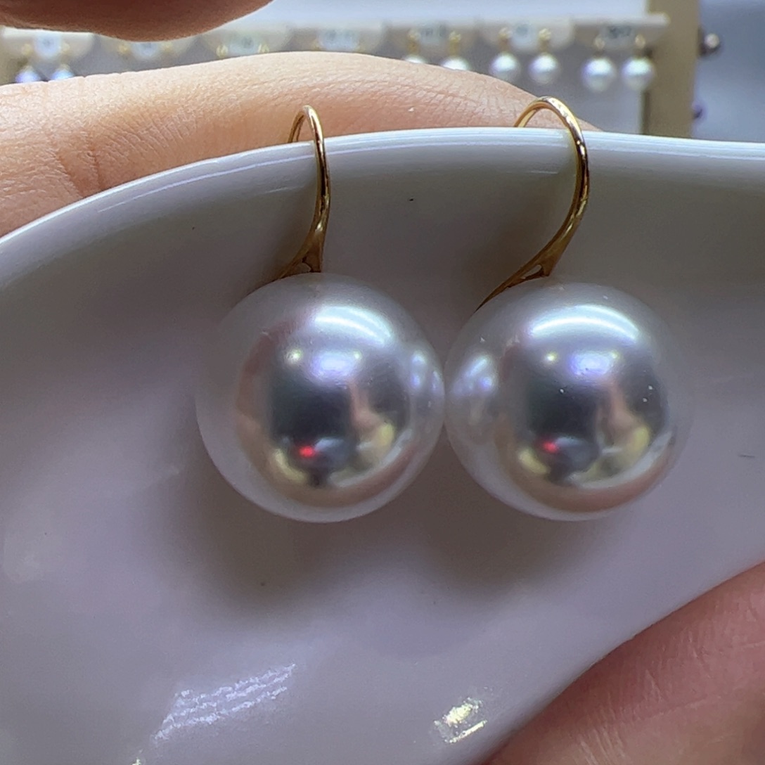 淡水珍珠耳饰18K金镶嵌