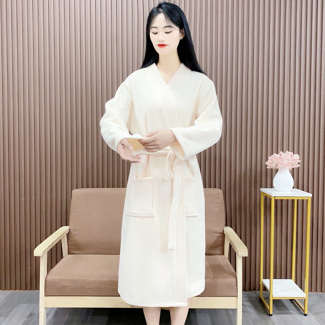 睡袍女秋冬中长款法兰绒浴袍女士睡裙加绒保暖珊瑚绒加厚睡衣Y186