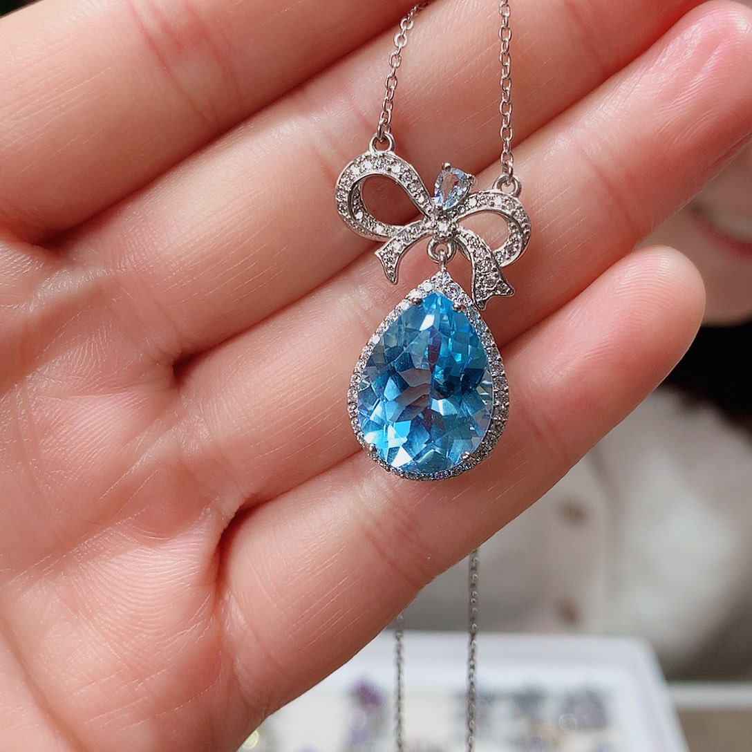 托帕石颈饰银S925镶嵌