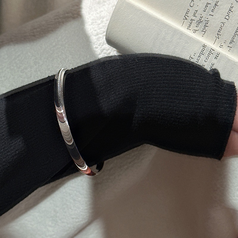 925银手镯 S925韩版小众设计感闪光简约猫眼手环复古时髦INS风