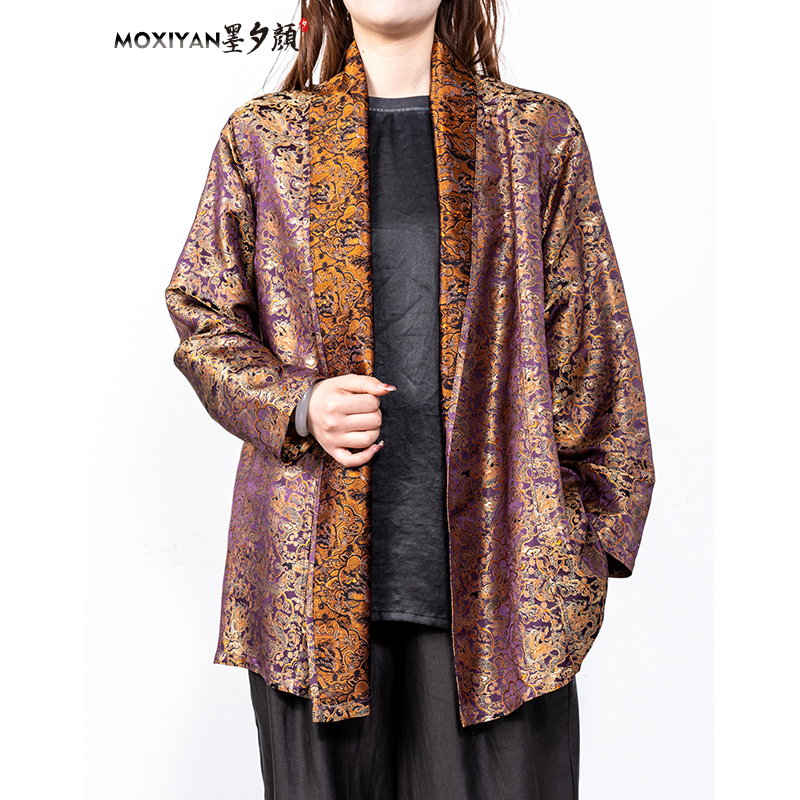 【墨夕颜】2025新款桑蚕丝男装  鎏金岁月宋锦道袍MH-712