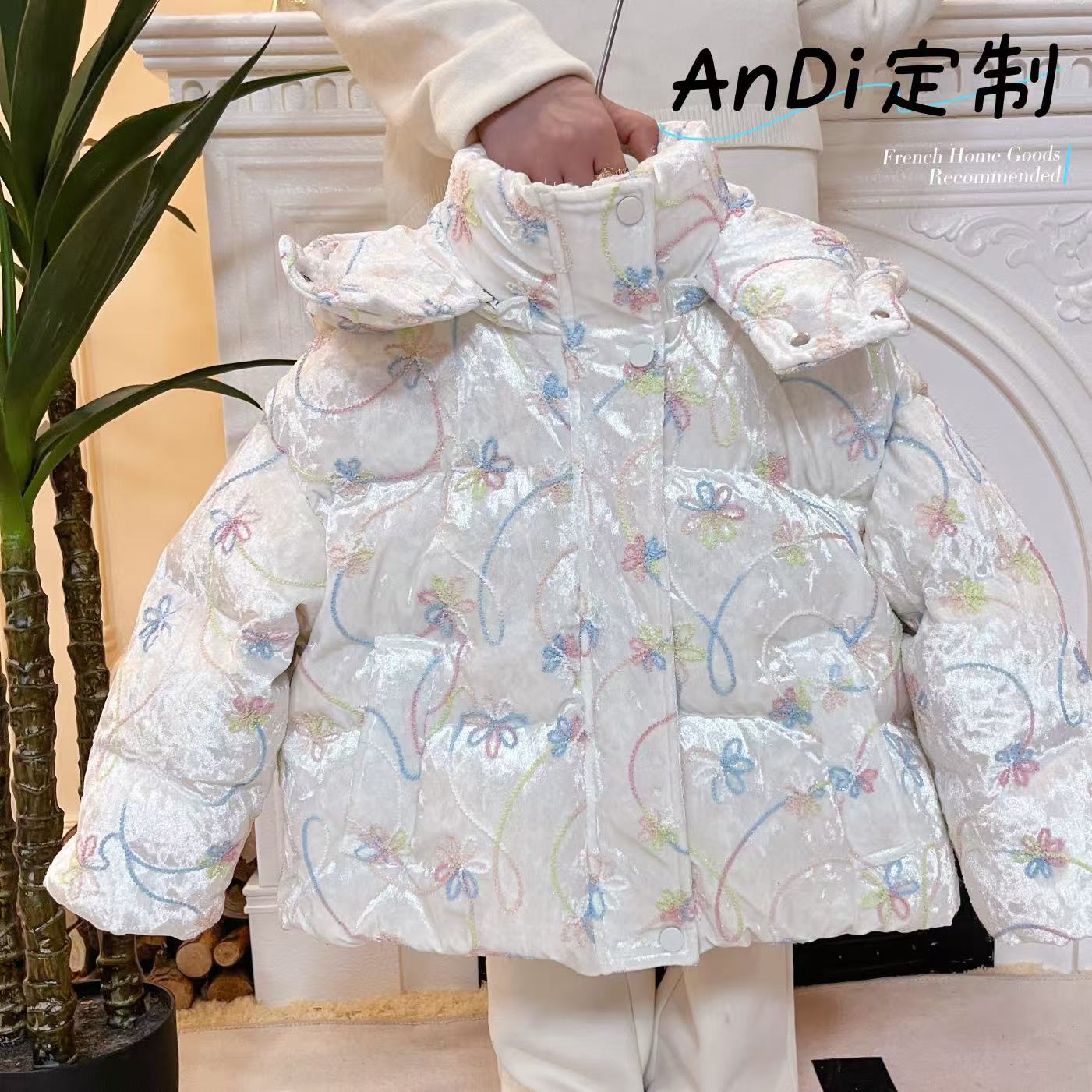 〖ANDI〗安迪订制冬款新款中大童女童韩系彩色小香风羽绒服3435