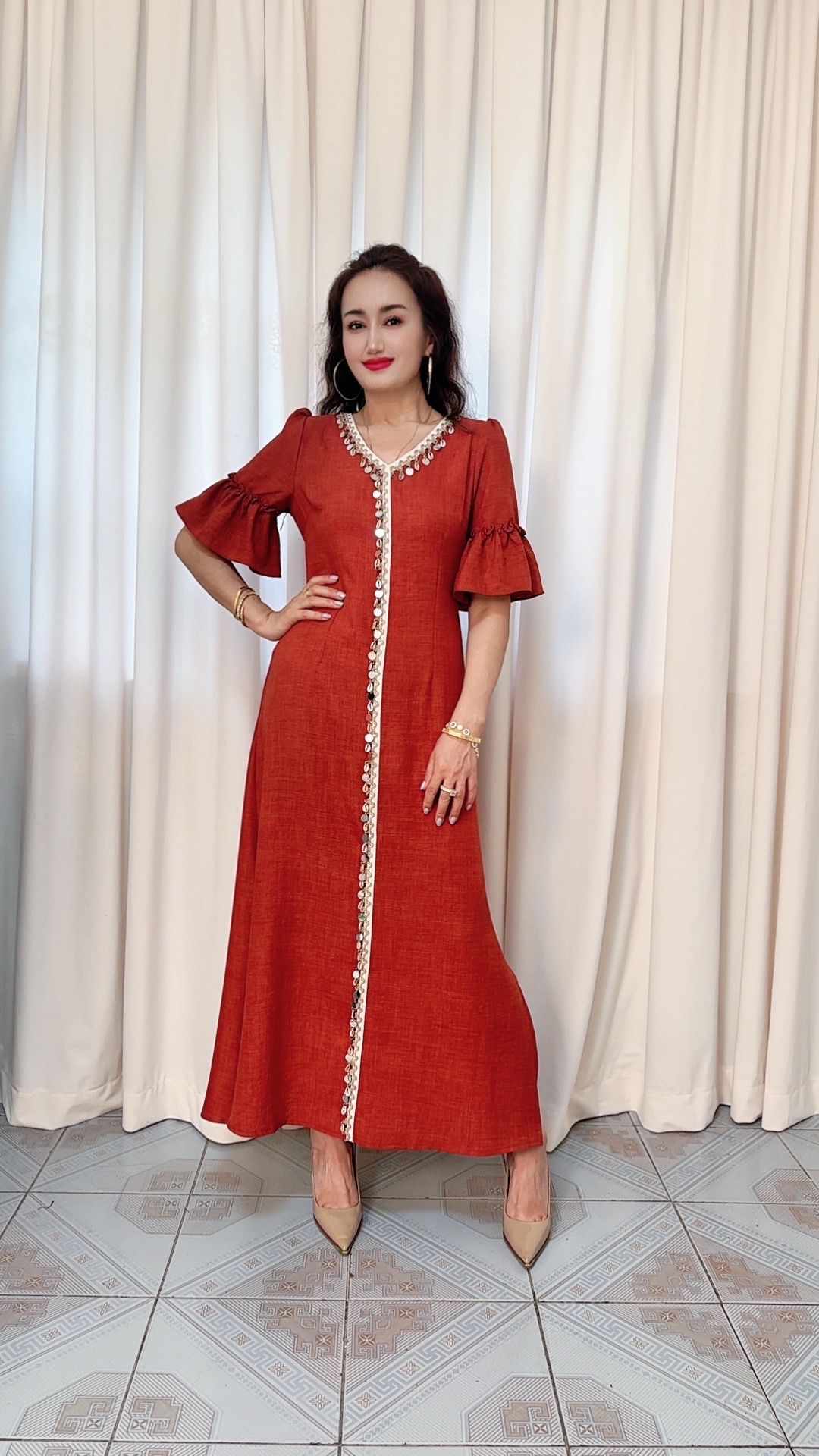 2025最新款民族风休闲亚麻连衣裙（显瘦波西米亚）