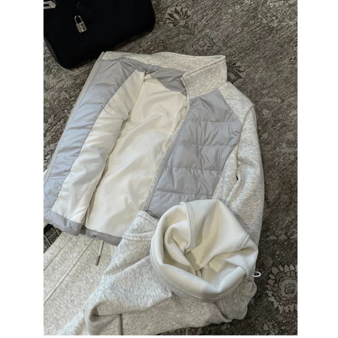 2025年冬季新款时尚潮流套装女拉链款保暖棉服+净版卫裤