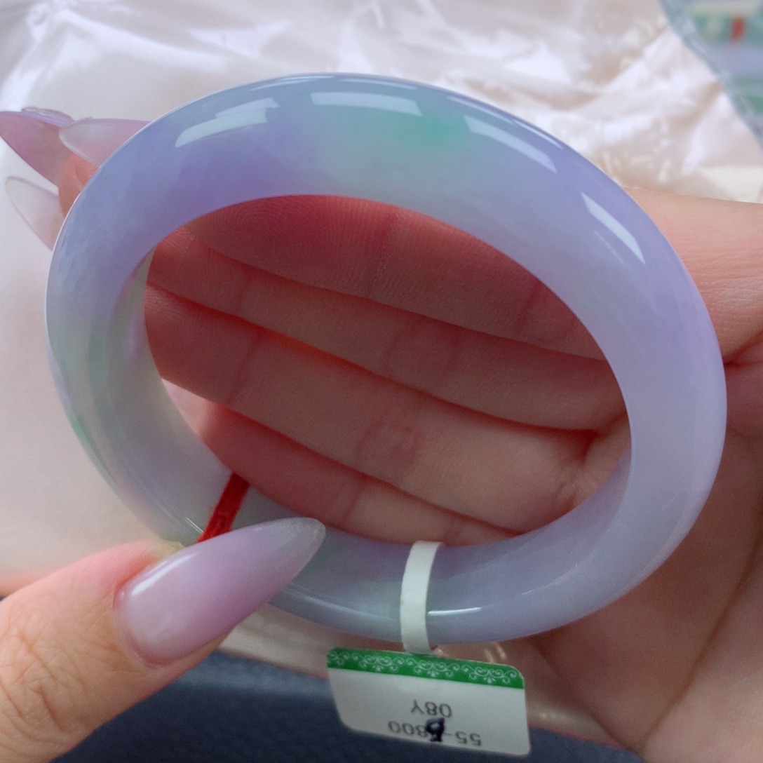 翡翠手镯未镶嵌缅甸天然翡翠A货55.9有纹裂