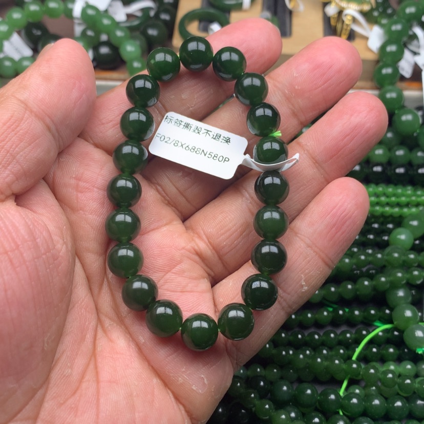 【闪购商品】未镶嵌手串和田玉（碧玉）10m m