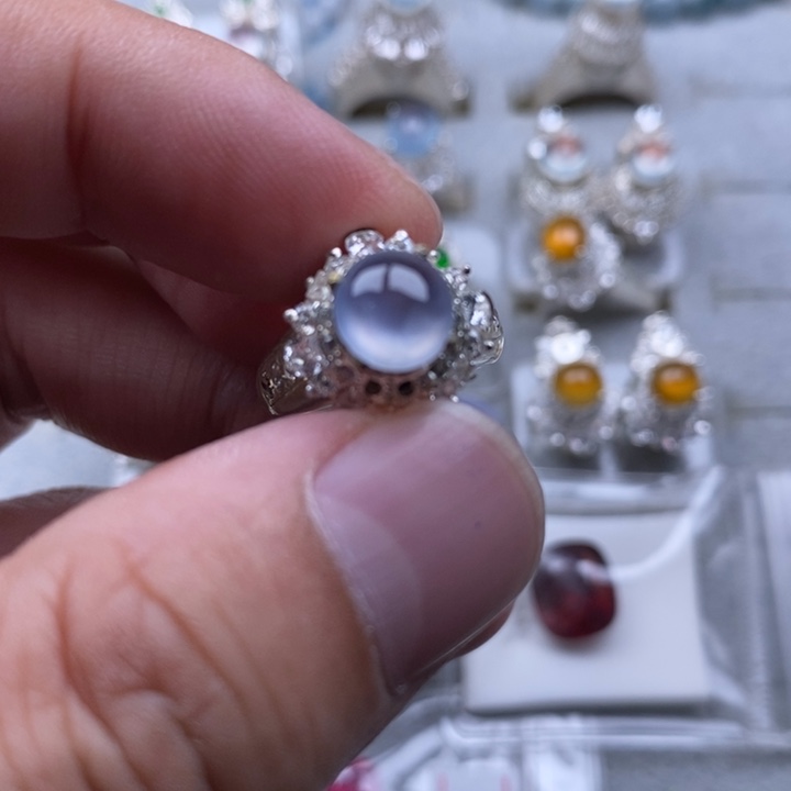 定制翡翠未镶嵌高冰紫7.5mm