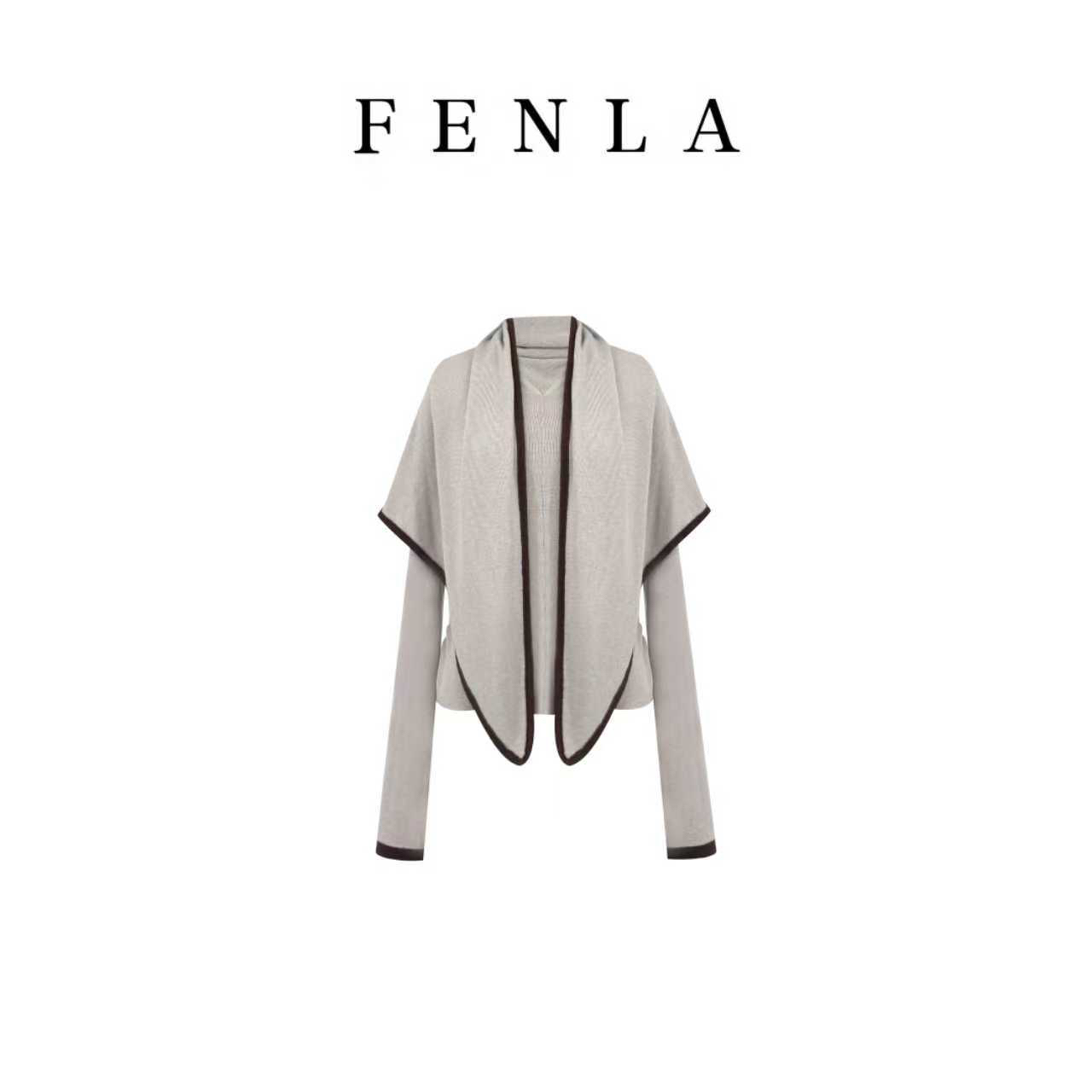 【惠姐私服】优雅风三角巾披肩针织打底衫长袖女轻奢叠穿上衣 85118