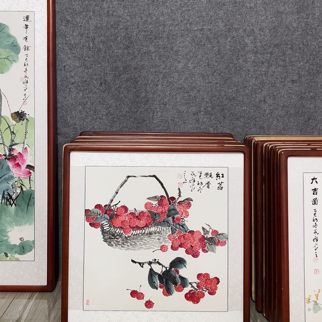 国画书画作品带框63×63