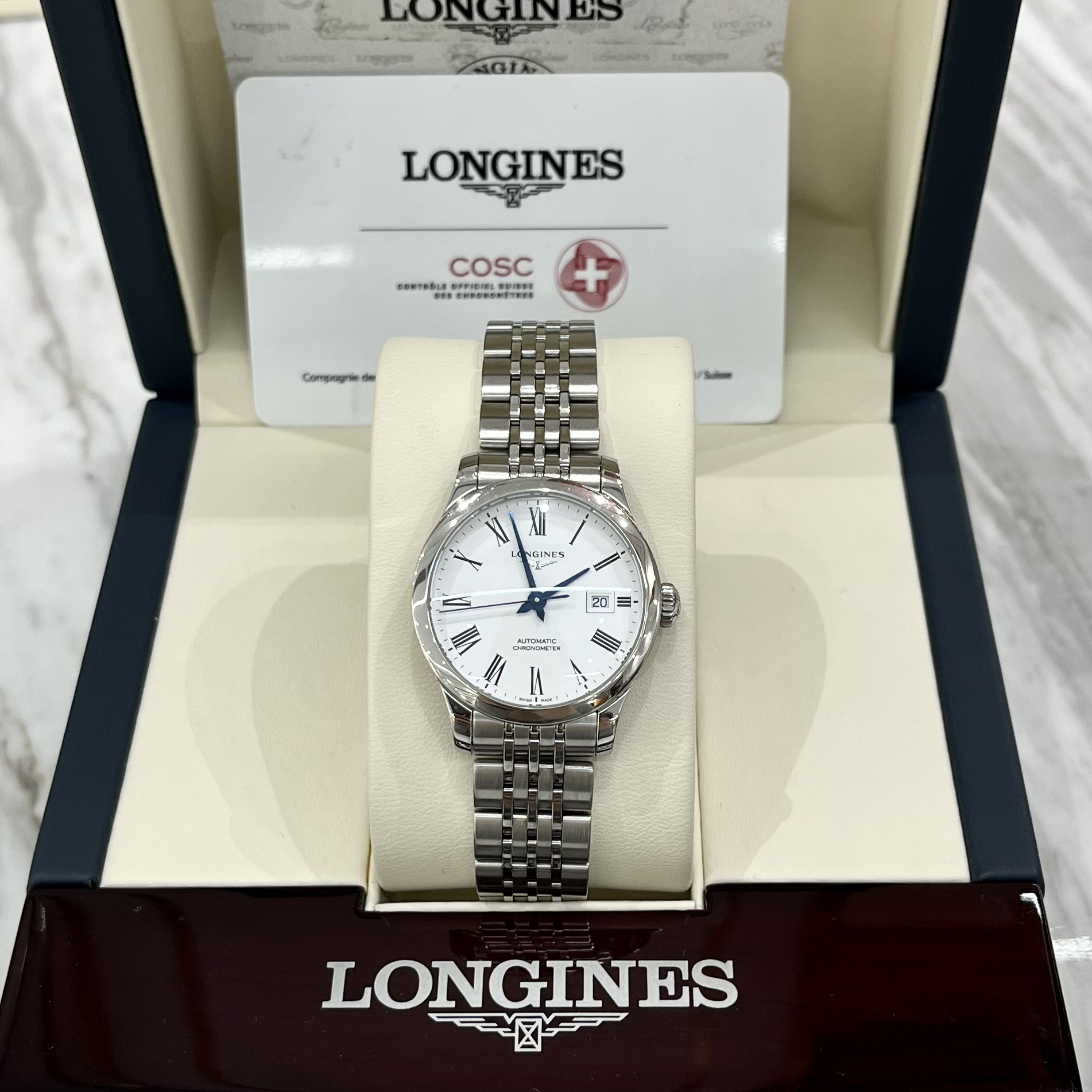 99新 Longines/浪琴 开创者系列自动机械表 直径约30mm 带盒卡