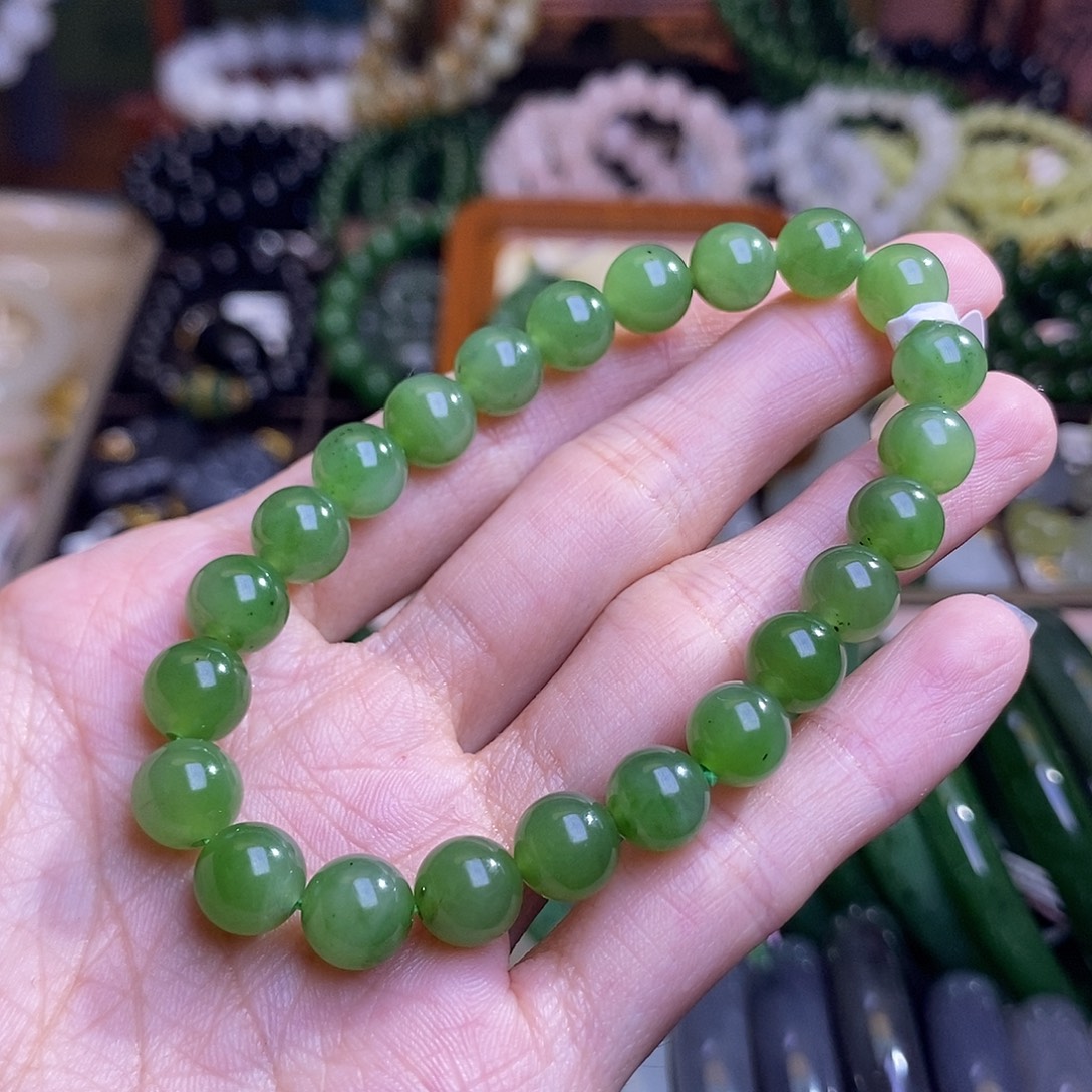 和田玉未镶嵌颈饰碧玉手串8MM