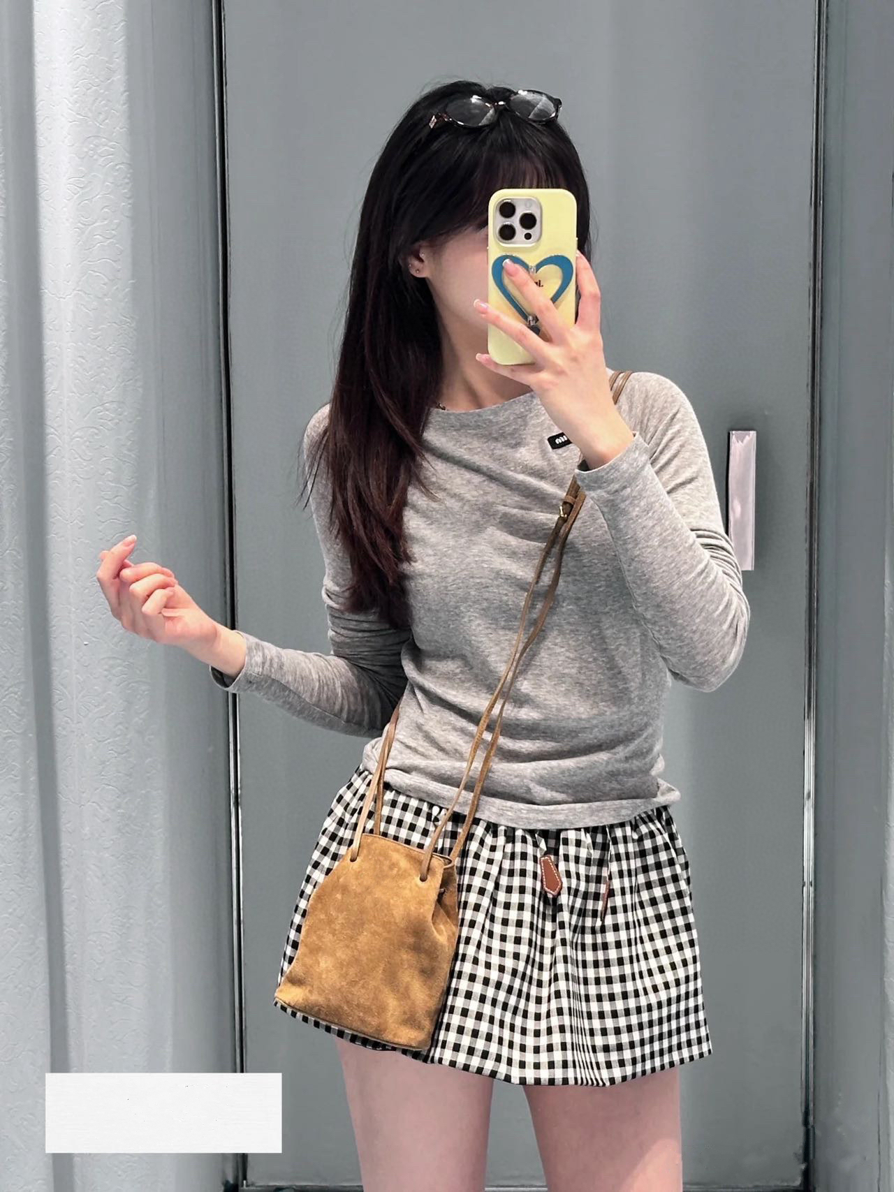 黑白格纹半身裙➕衬衫