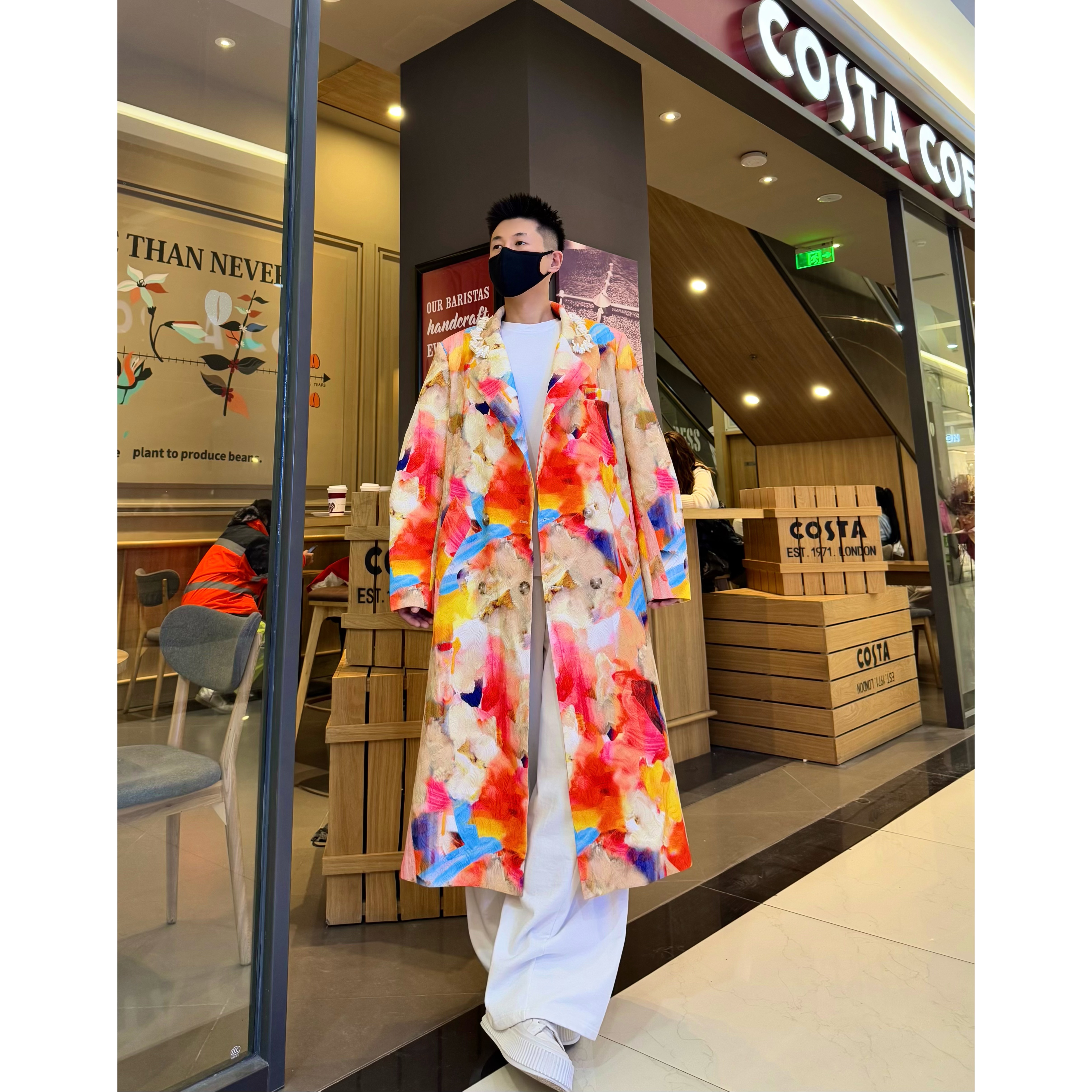 【YSFZ】设计师高级感纯手工贝壳领彩色风衣