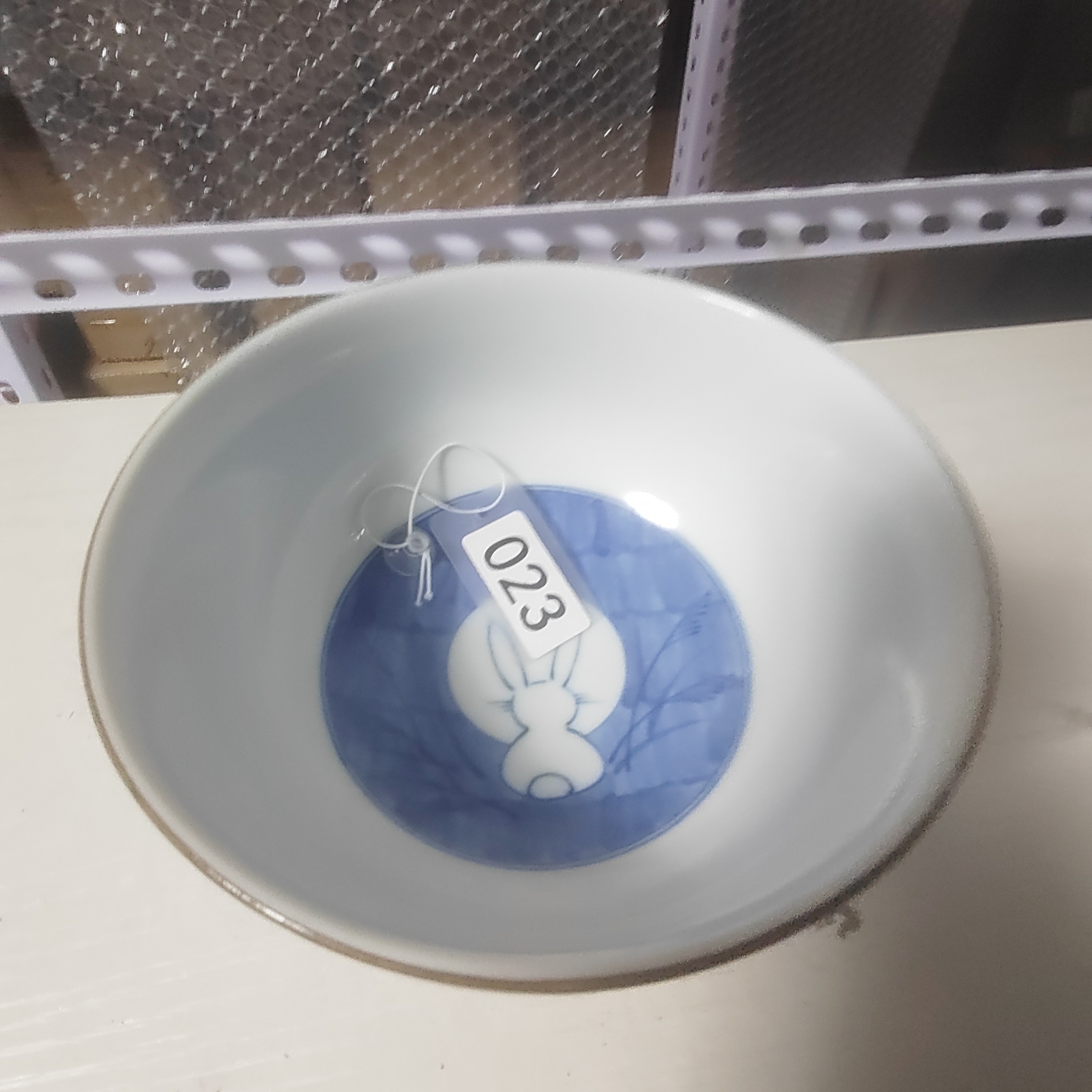 日本回流，风月底款，兔子画片，釉下彩，大面碗，全品无磕碰默认微瑕